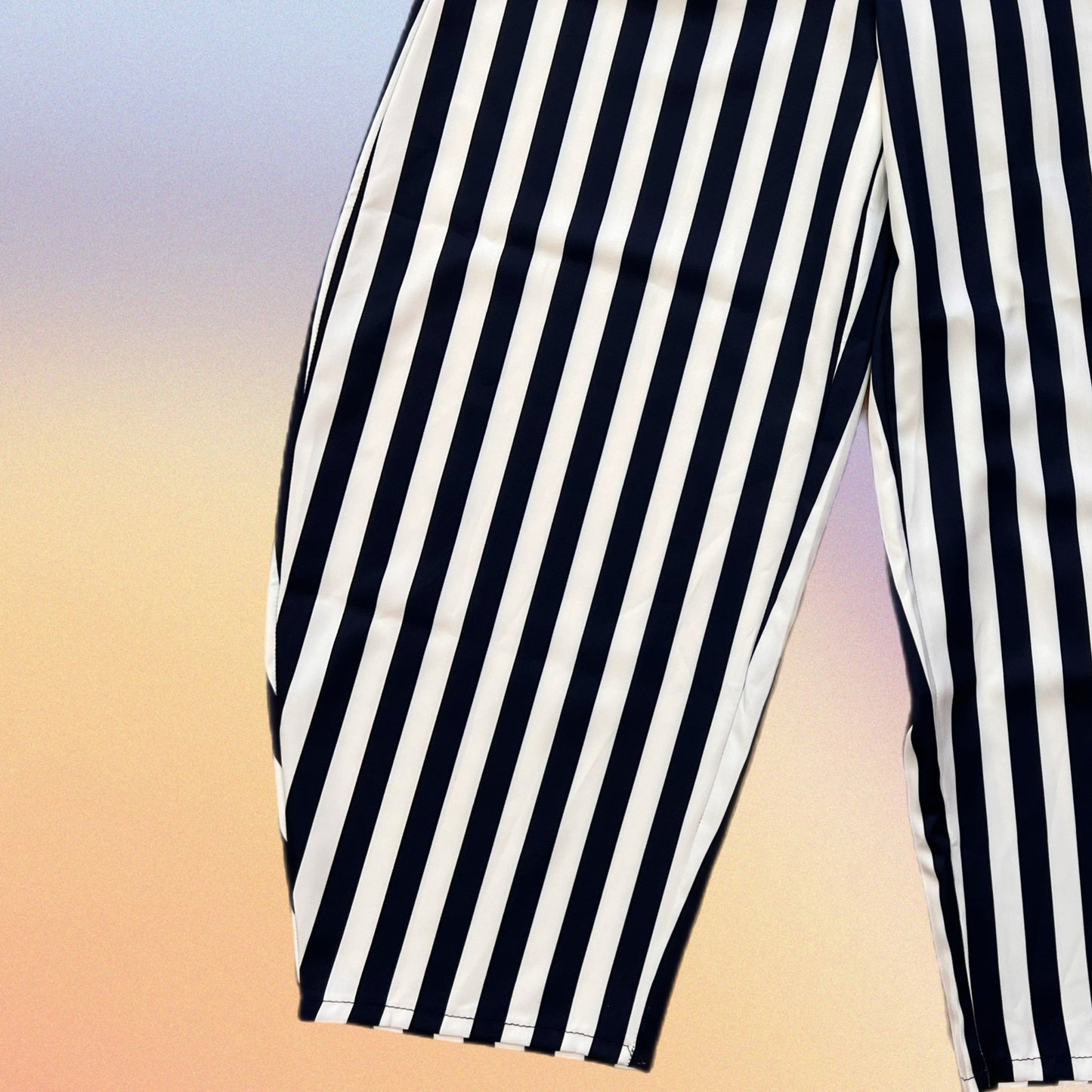 Pantalone RIGHE baloon bianco/blu