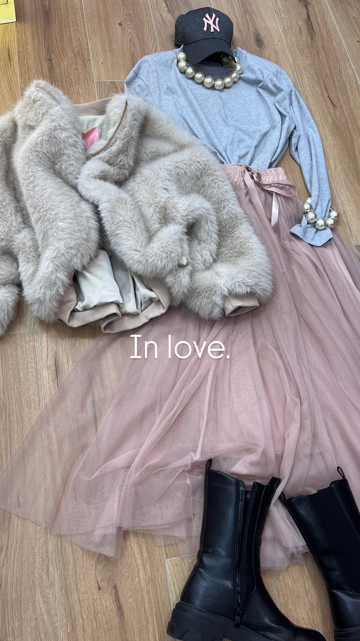 Gonna in tulle Aria rosa polvere