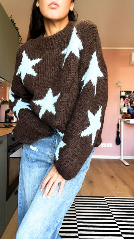 Pull RORY stelle marrone/azzurro