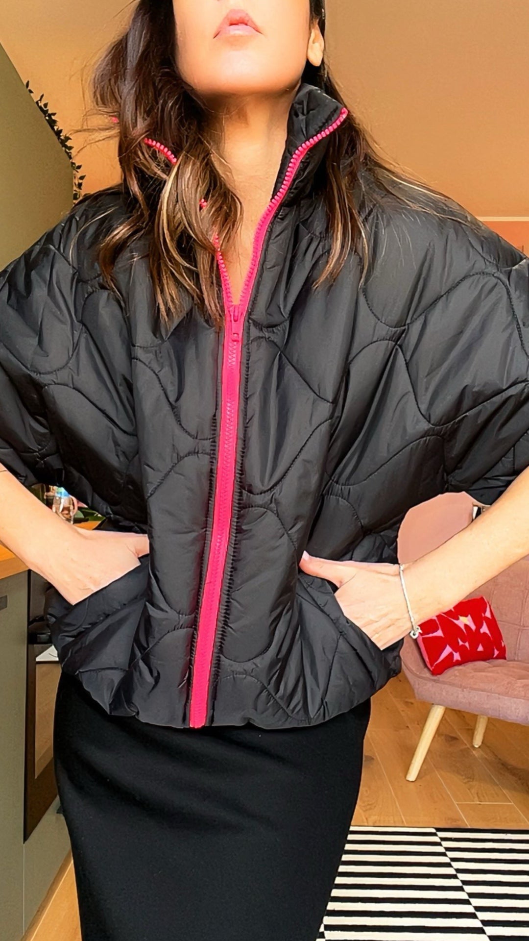 Gilet MAYA nero/fucsia