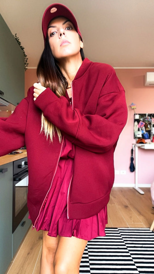 Felpa oversize “CUORE” borgogna