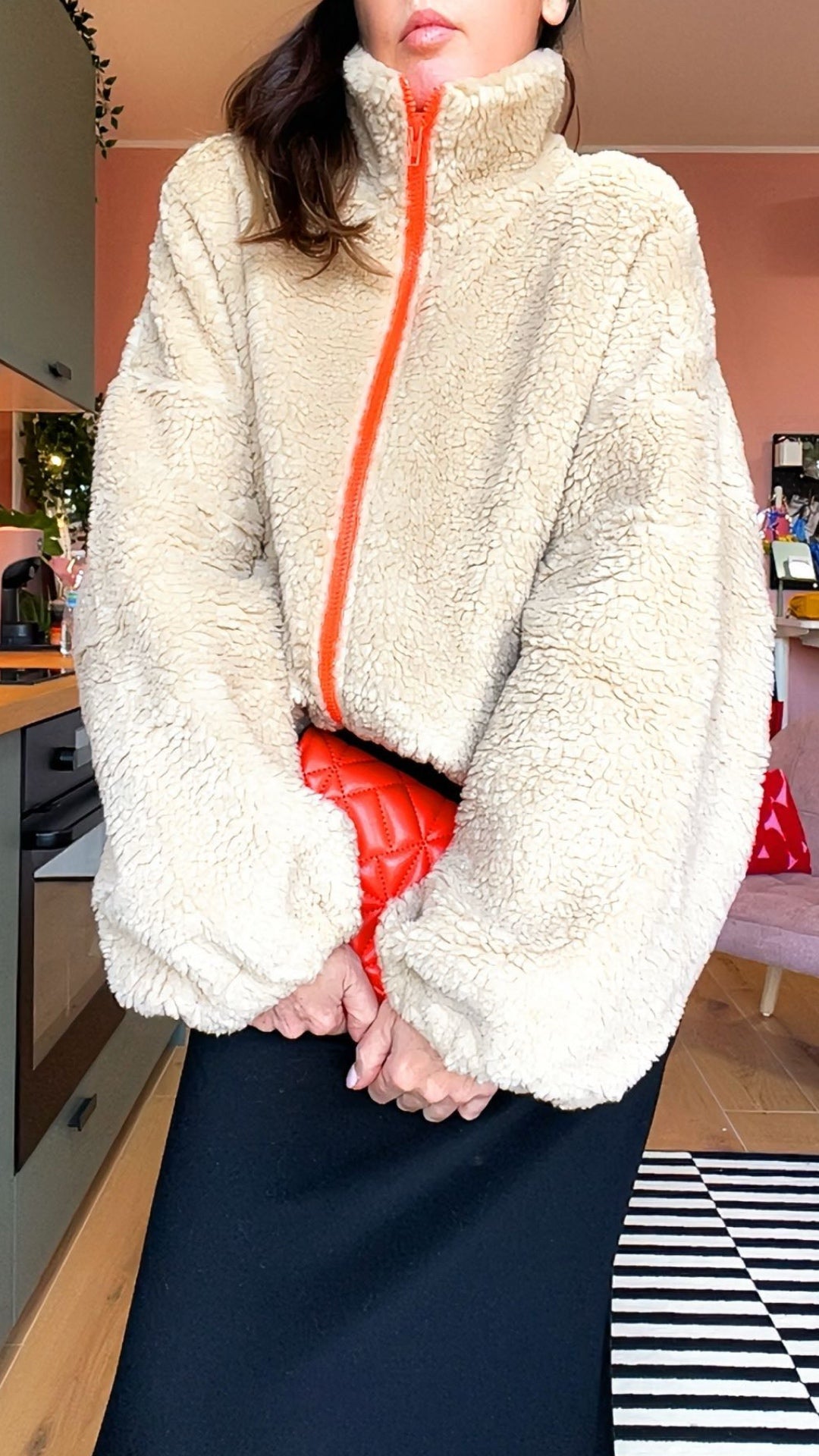 Bomber TEDDY beige/arancio