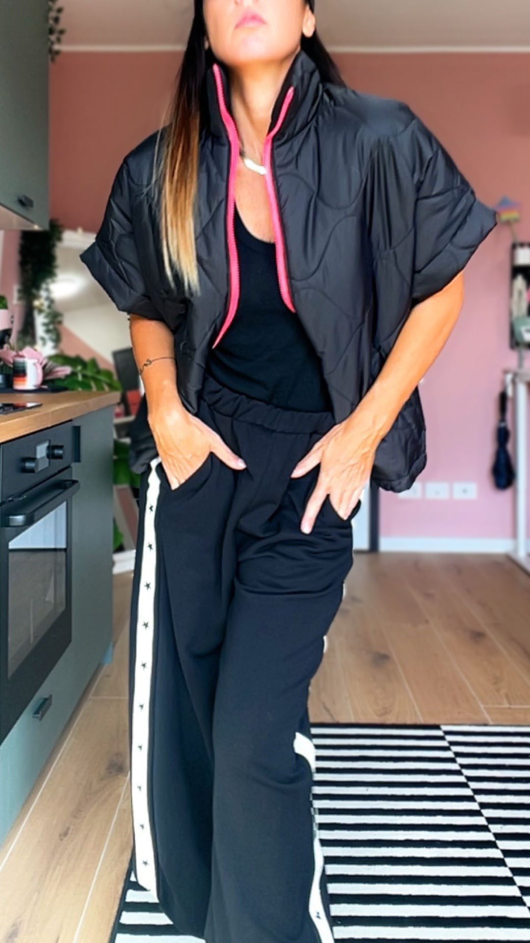 Gilet MAYA nero/fucsia