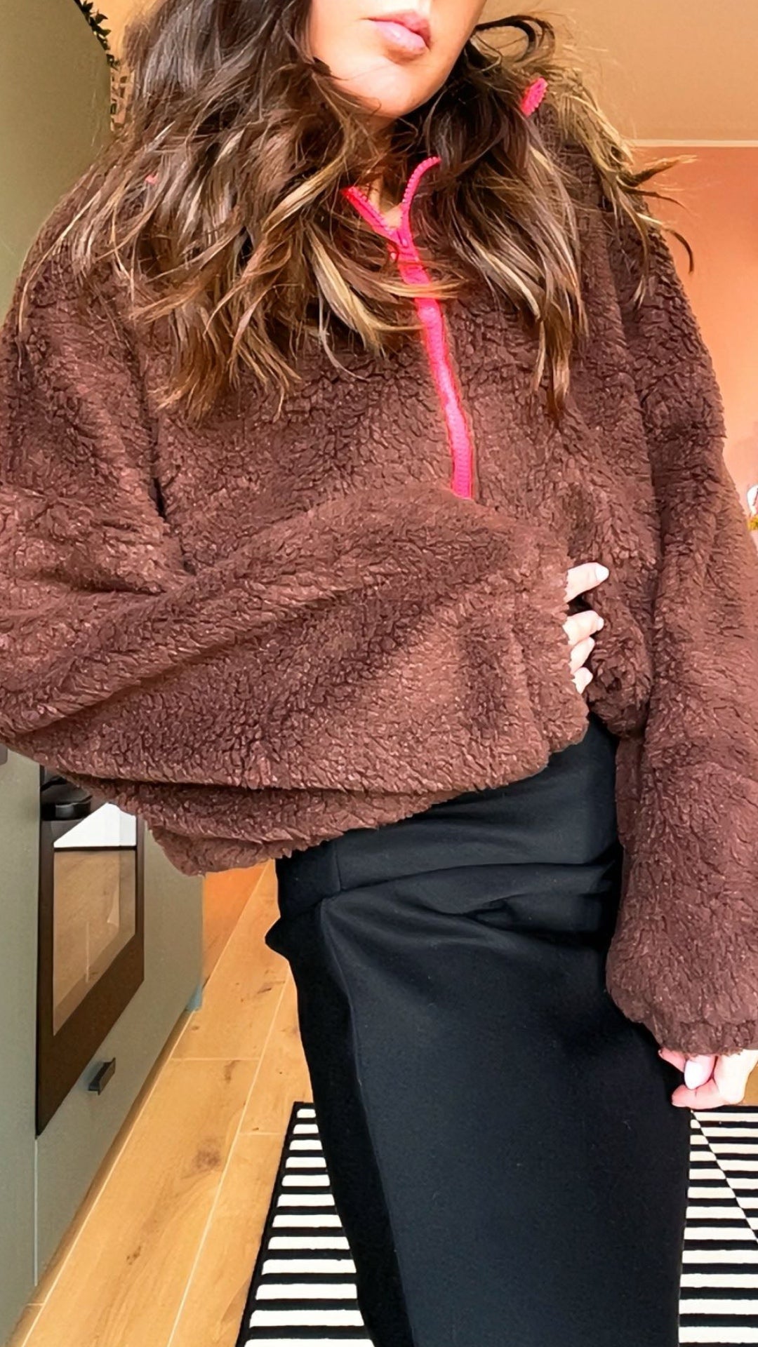 Bomber TEDDY marrone/fucsia