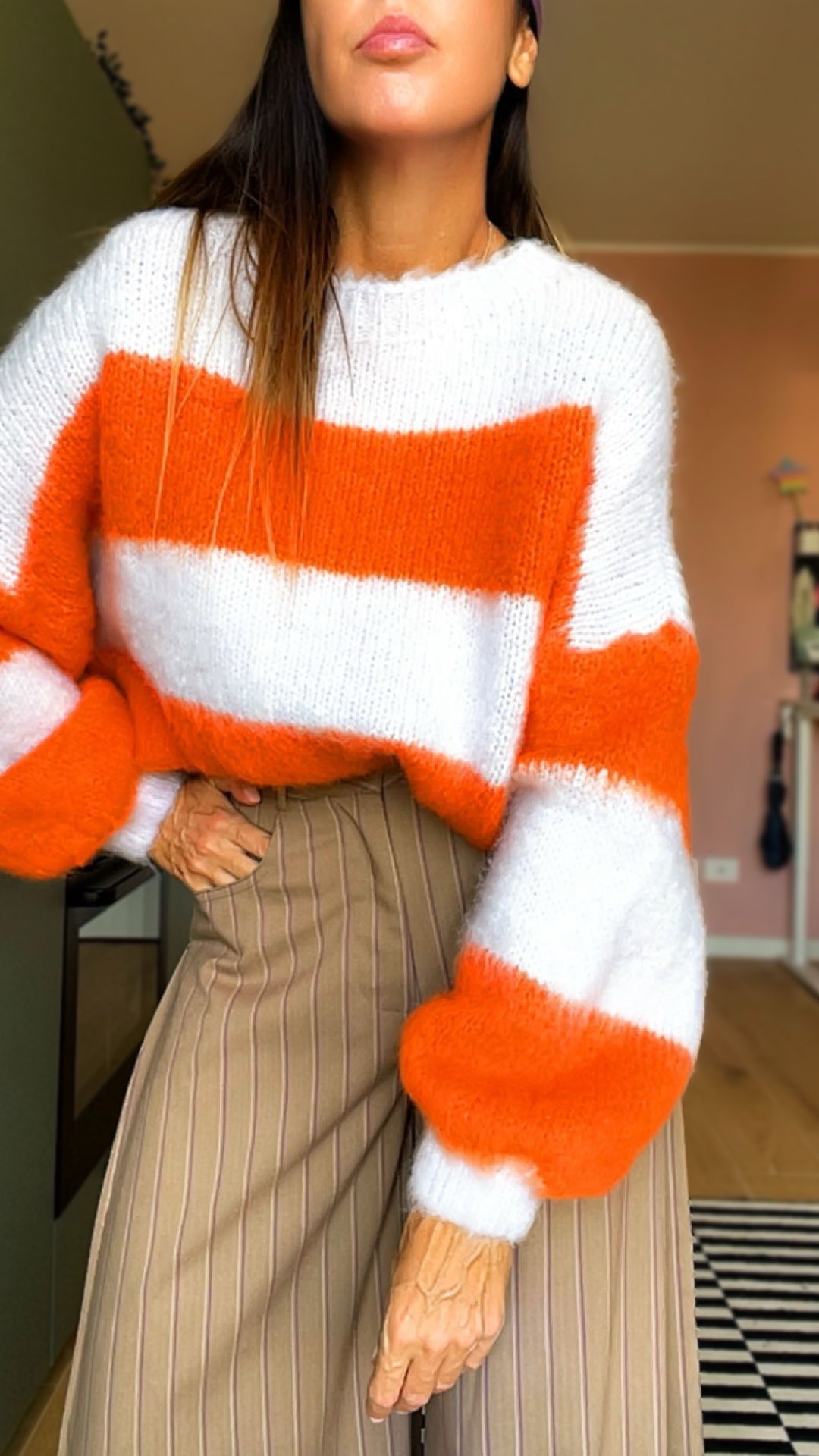 Pull LORELAI lilla/arancio