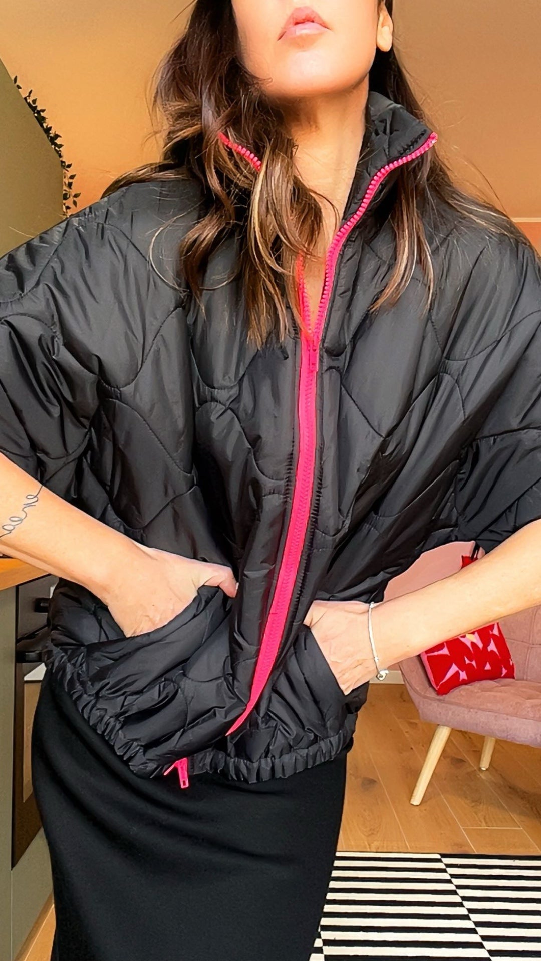 Gilet MAYA nero/fucsia
