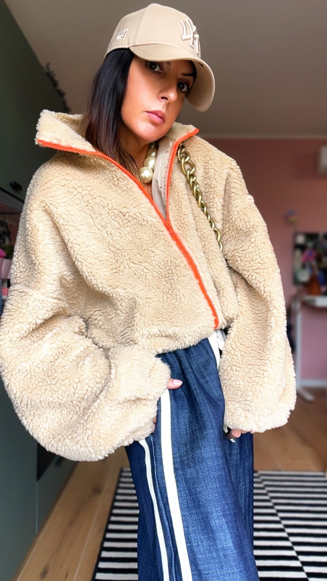 Bomber TEDDY beige/arancio