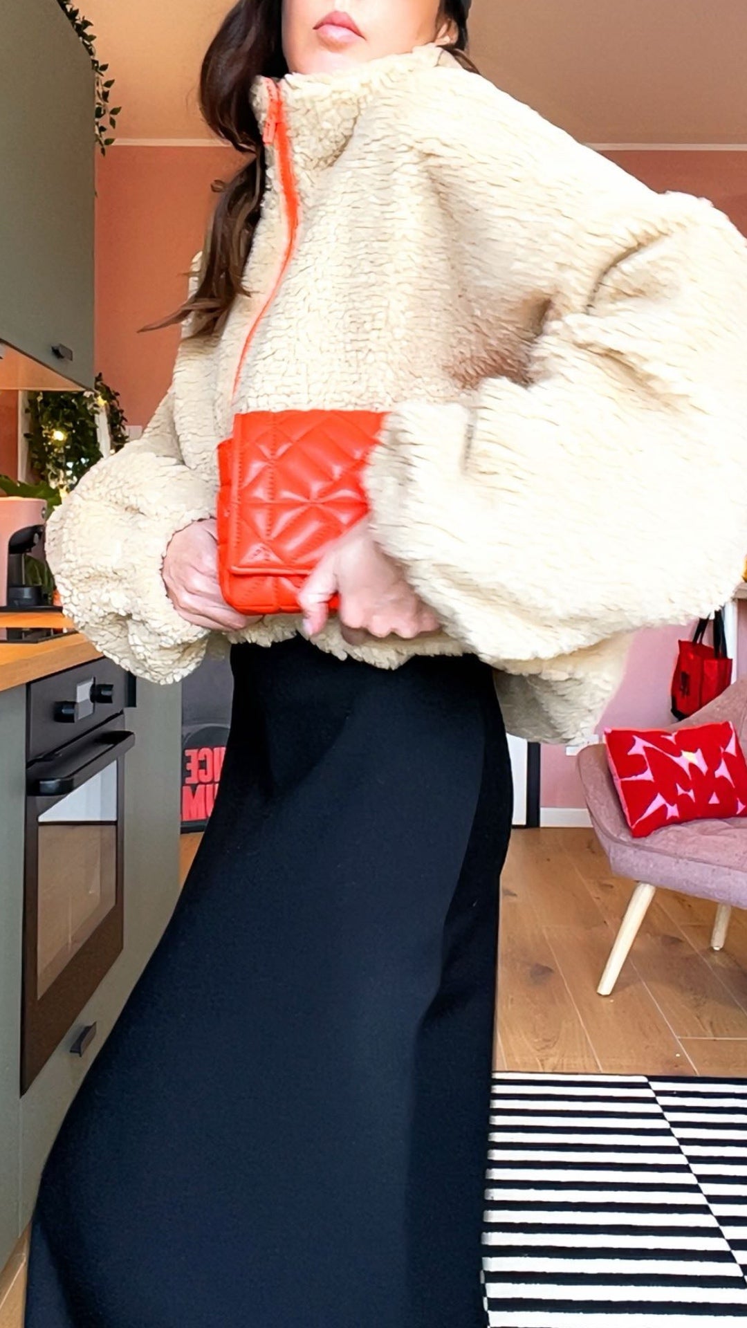 Bomber TEDDY beige/arancio