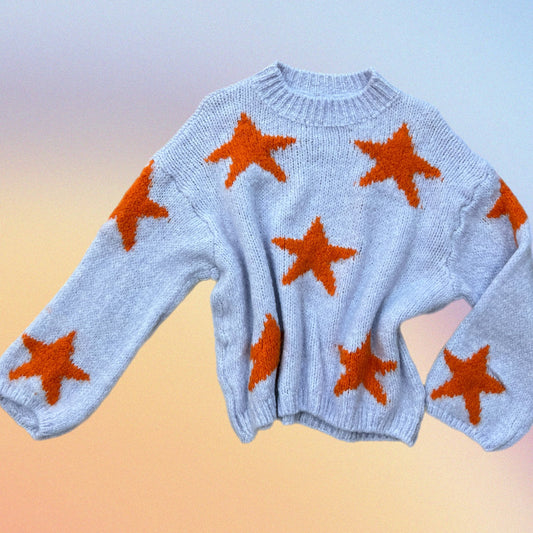 Pull RORY stelle lilla/arancio