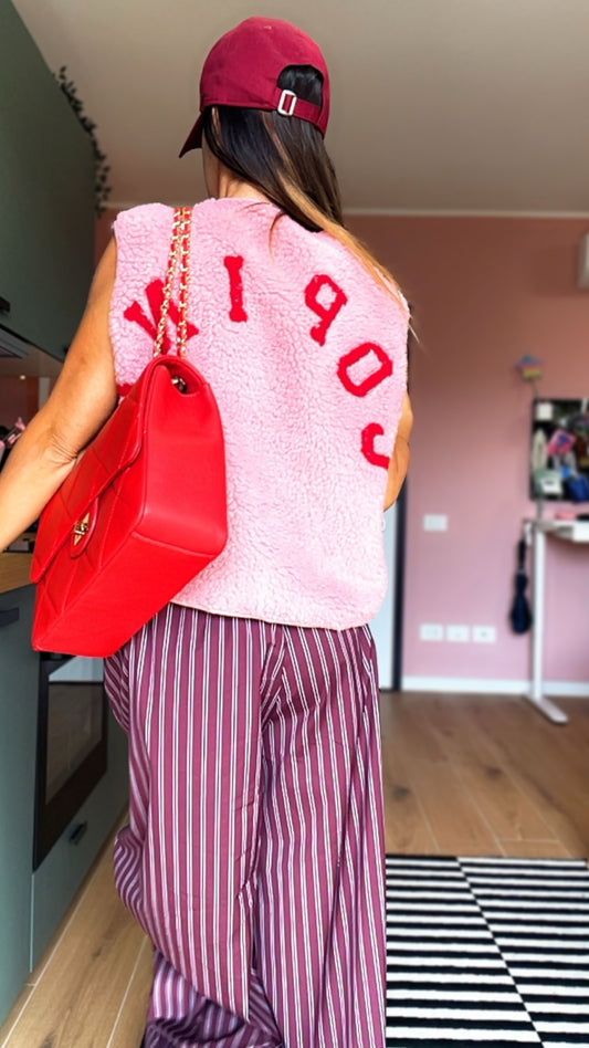 Gilet teddy “AMICA” rosa antico