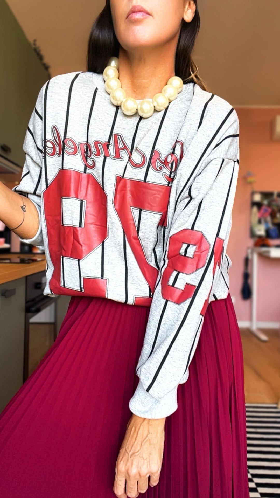 Felpa ASHLEY grigio/rosso