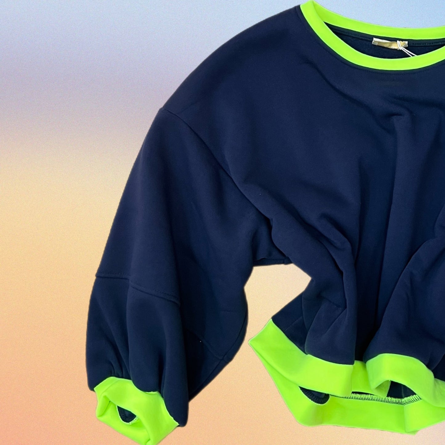 Felpa JINNY blu navy/giallo fluo