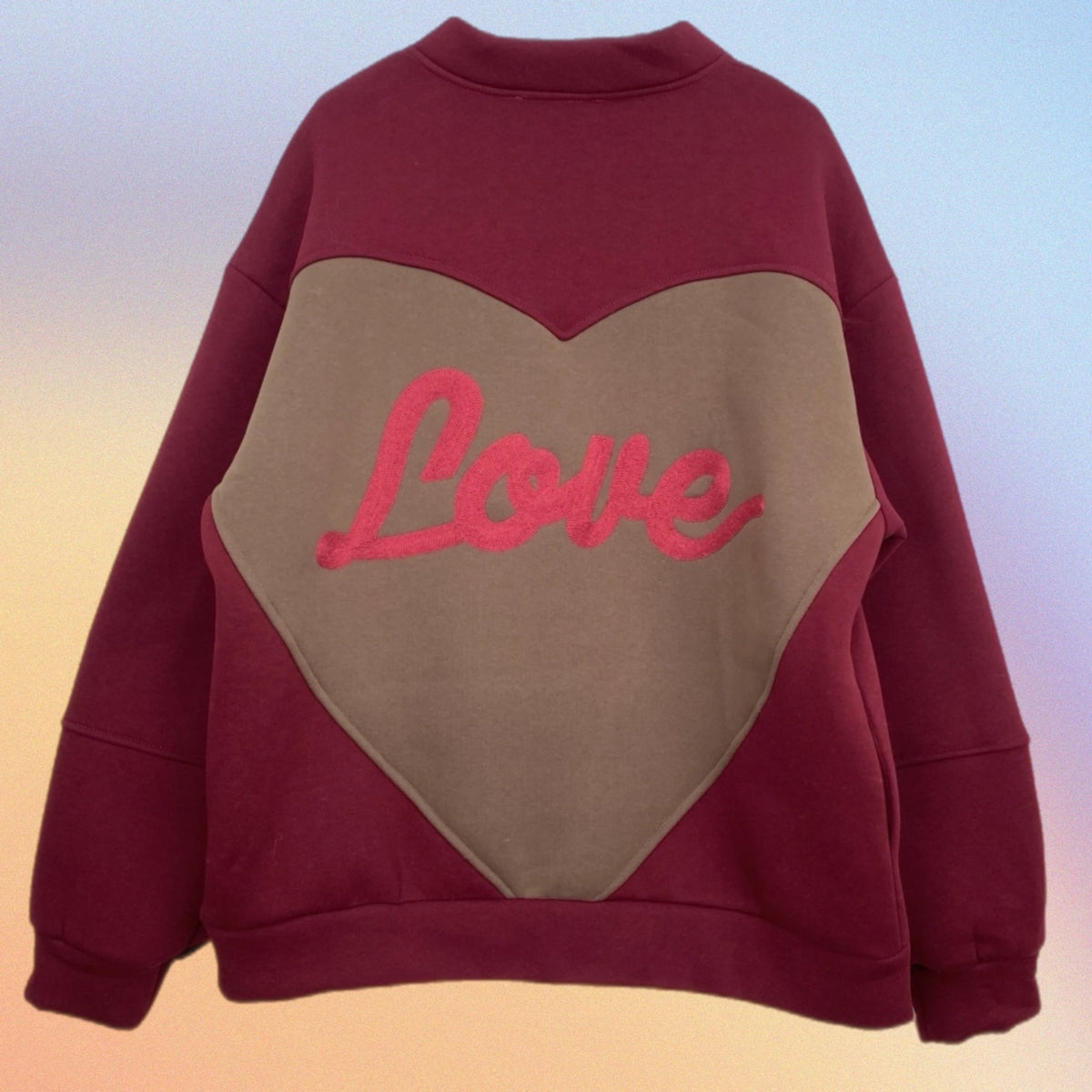 Felpa oversize “CUORE” borgogna