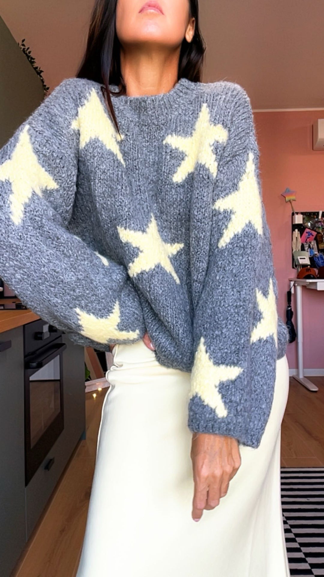 Pull RORY stelle grigio/giallo
