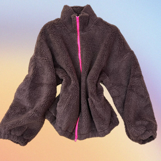 Bomber TEDDY marrone/fucsia