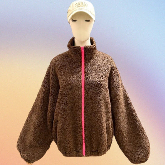 Bomber TEDDY marrone/fucsia