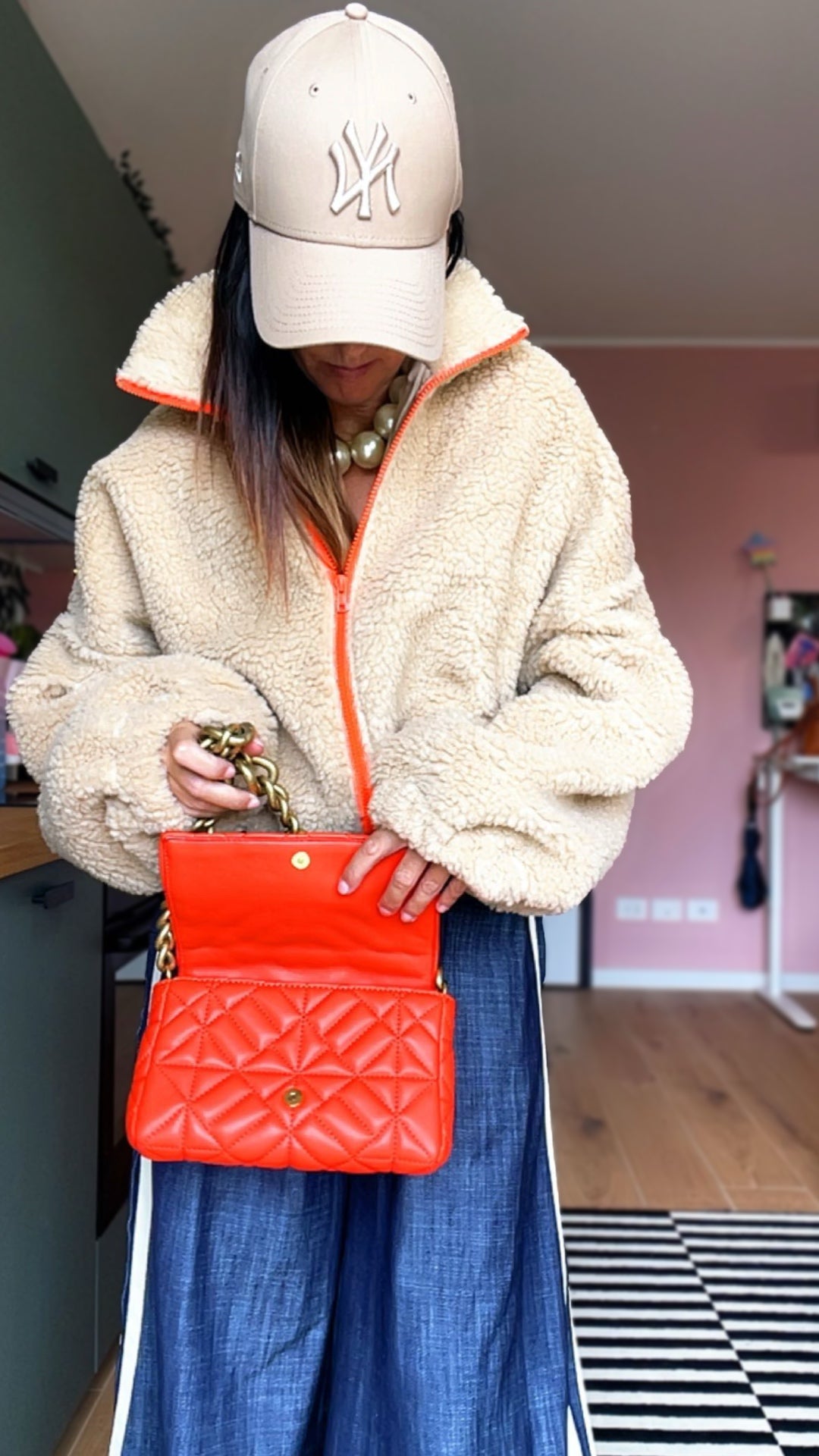Bomber TEDDY beige/arancio