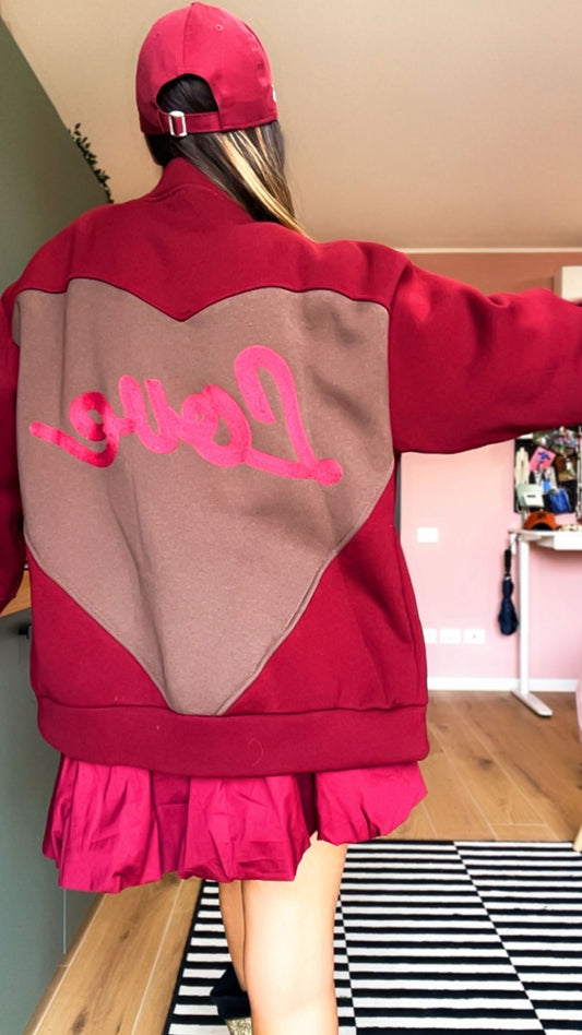 Felpa oversize “CUORE” borgogna
