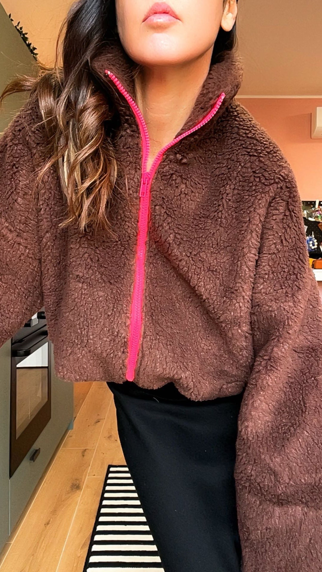Bomber TEDDY marrone/fucsia
