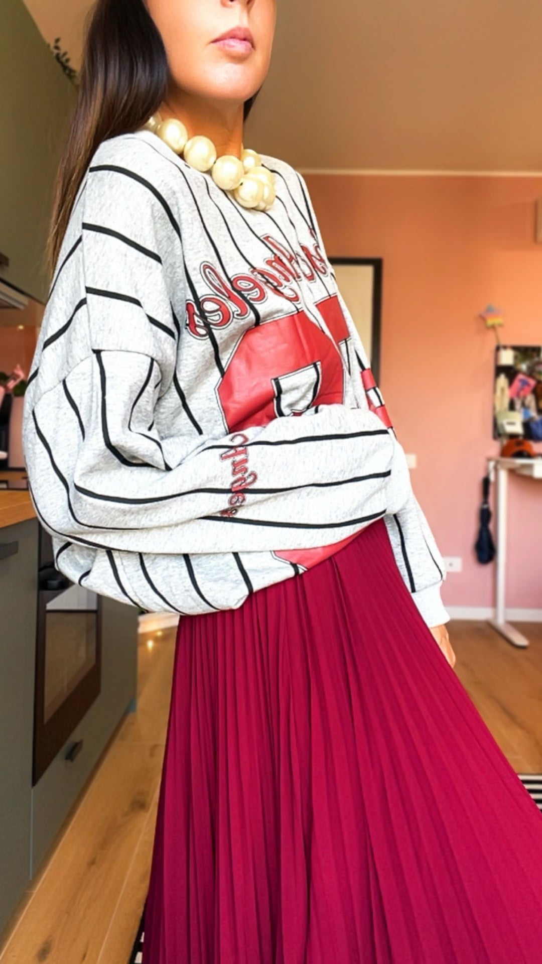 Felpa ASHLEY grigio/rosso