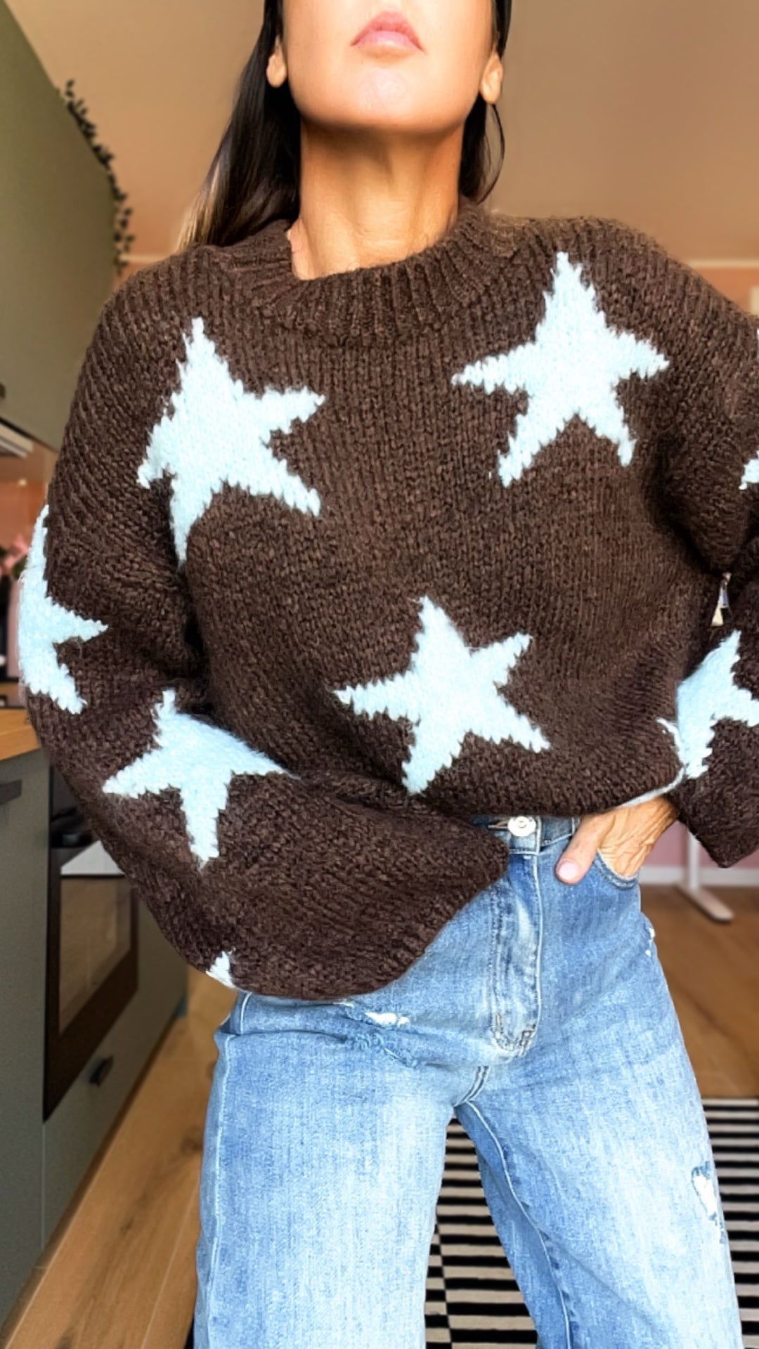 Pull RORY stelle marrone/azzurro