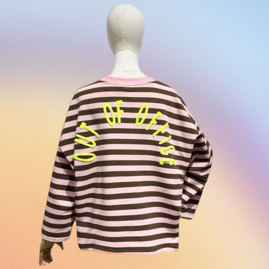 Felpa OUT of OFFICE rosa/marrone