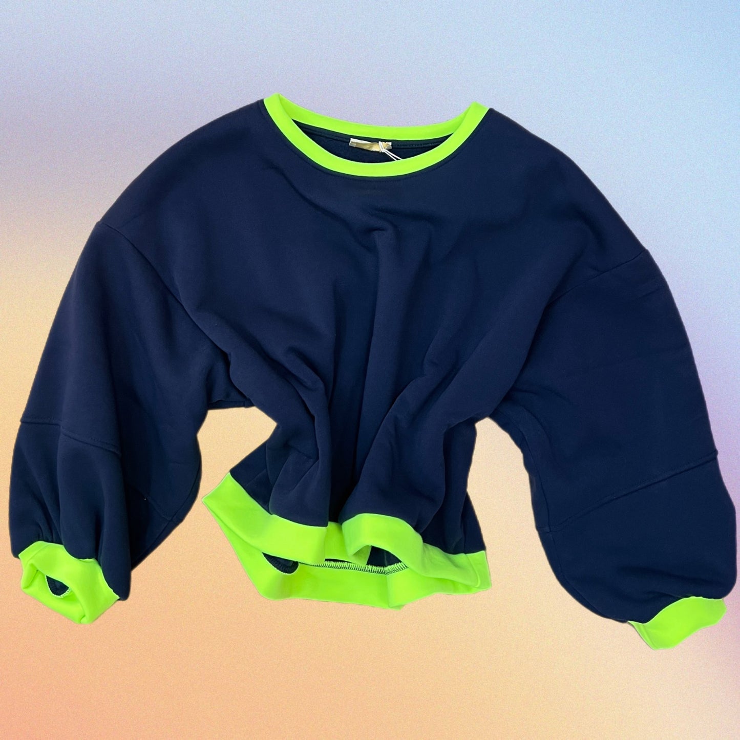 Felpa JINNY blu navy/giallo fluo