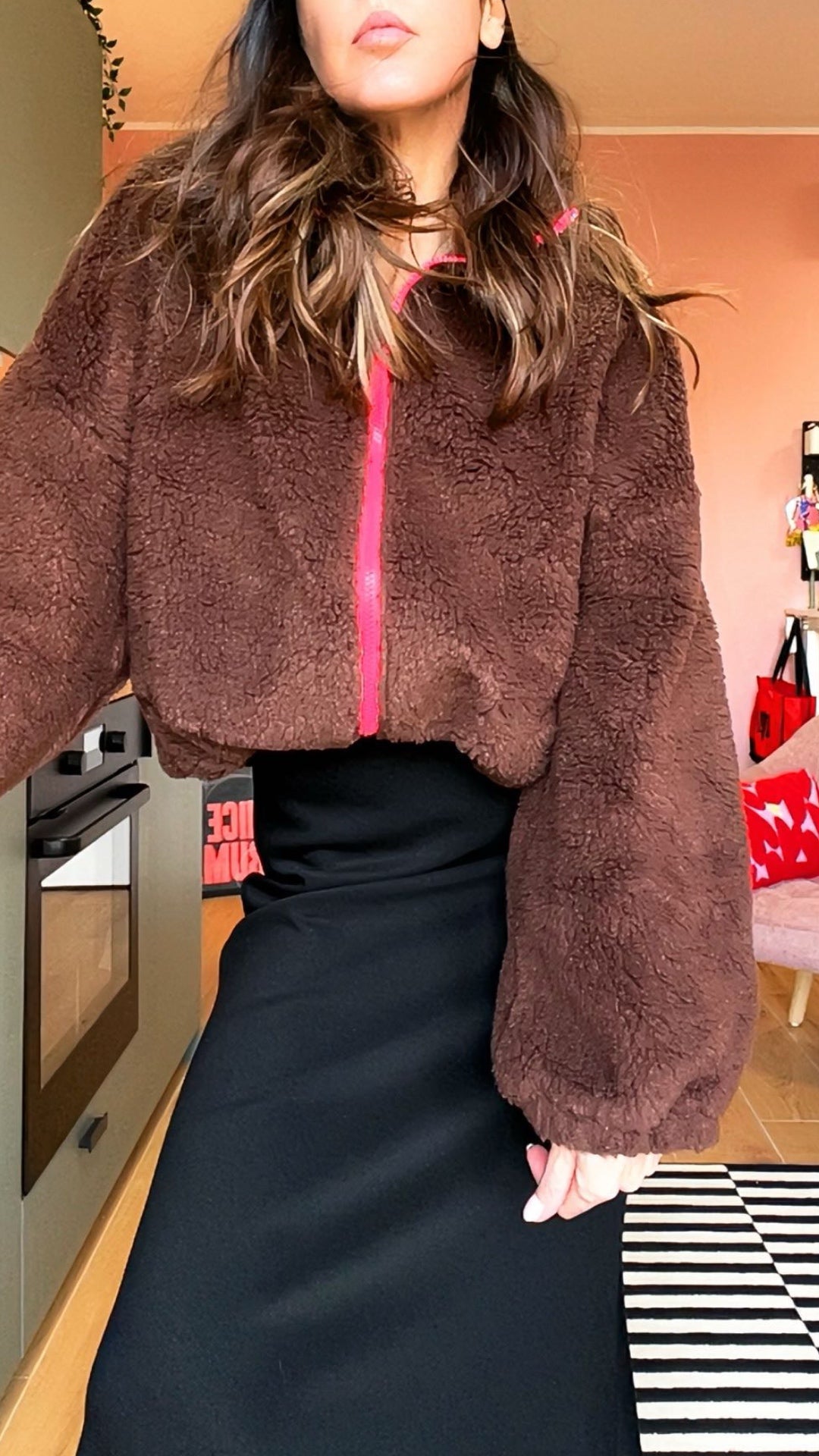Bomber TEDDY marrone/fucsia