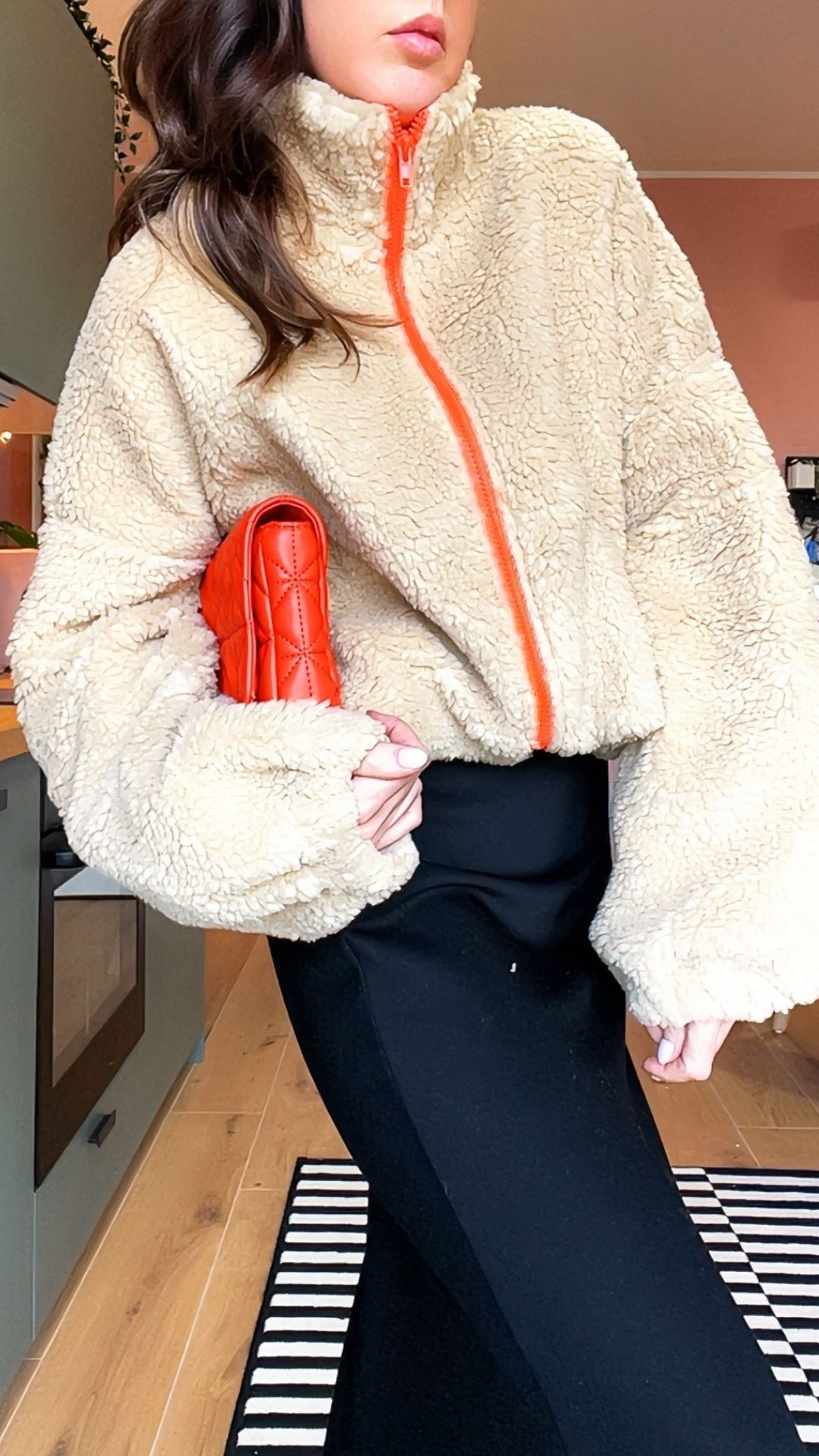 Bomber TEDDY beige/arancio