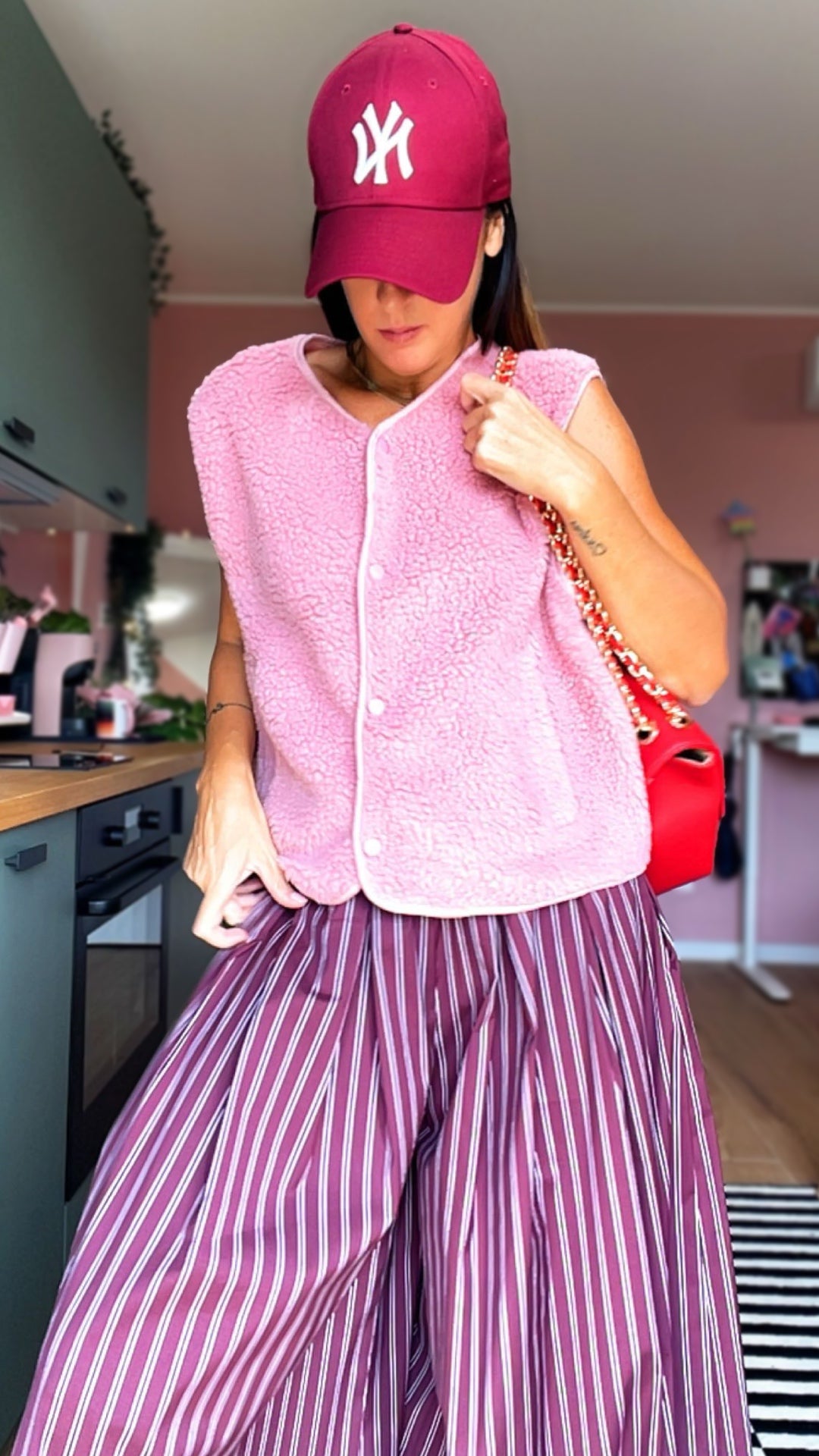 Gilet teddy “AMICA” rosa antico