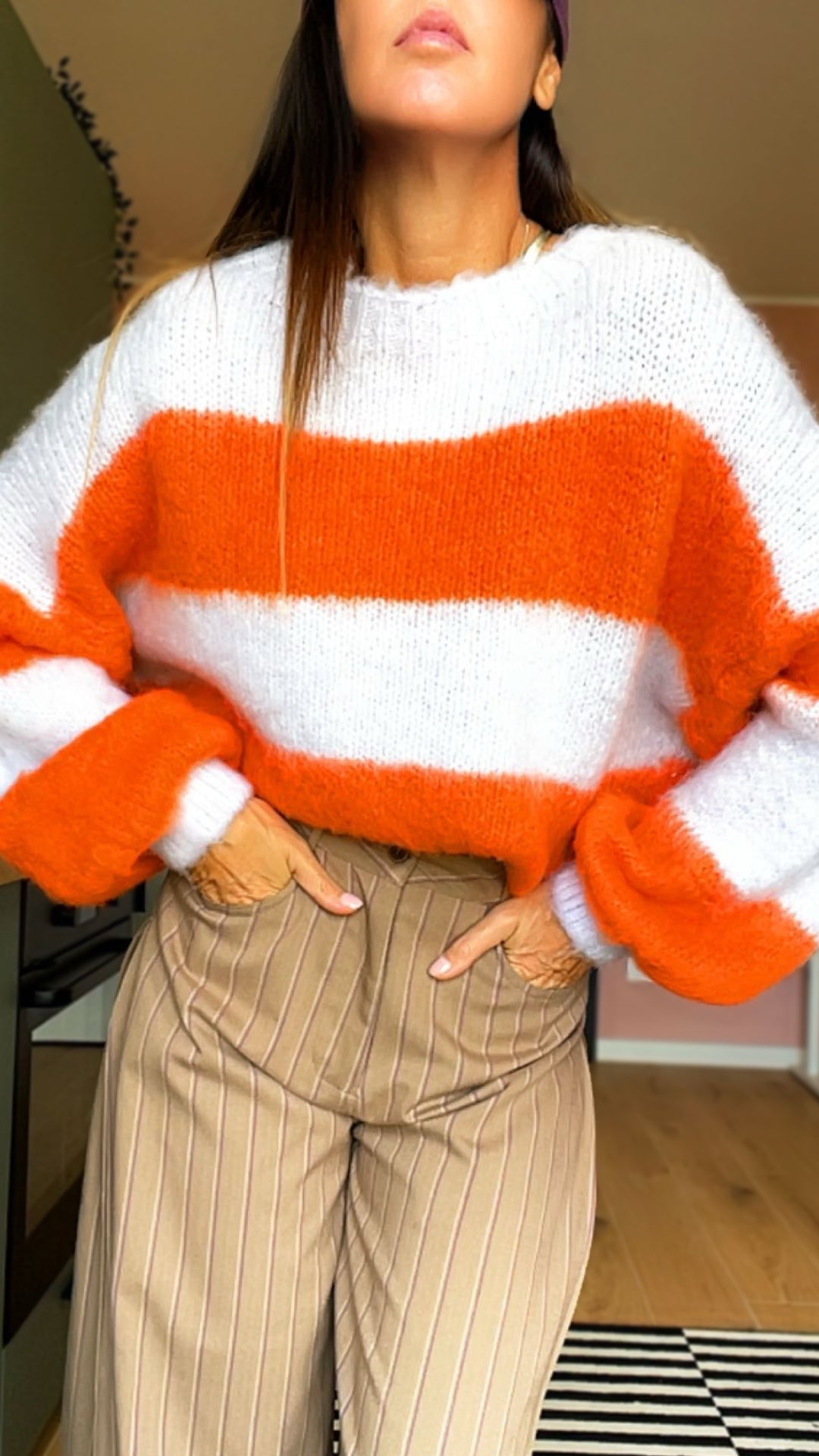 Pull LORELAI lilla/arancio