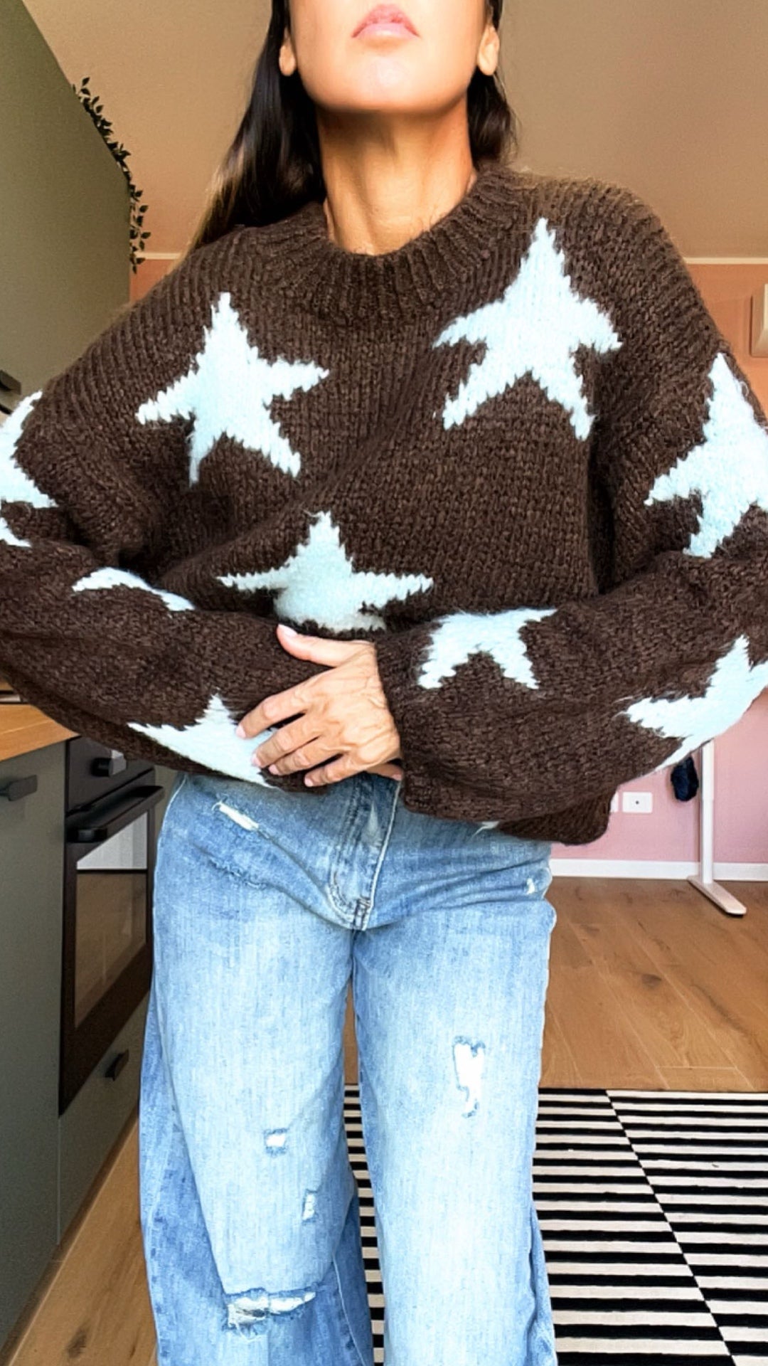 Pull RORY stelle marrone/azzurro