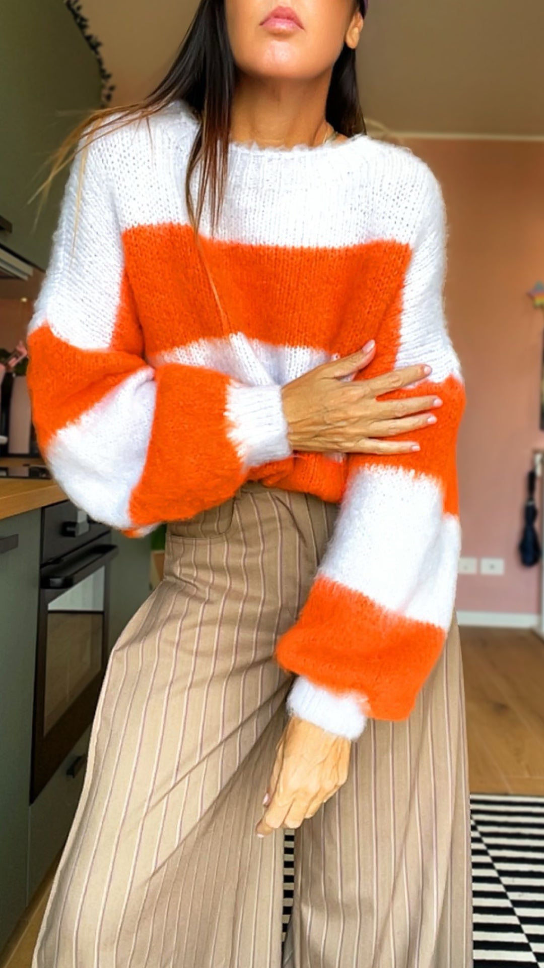 Pull LORELAI lilla/arancio