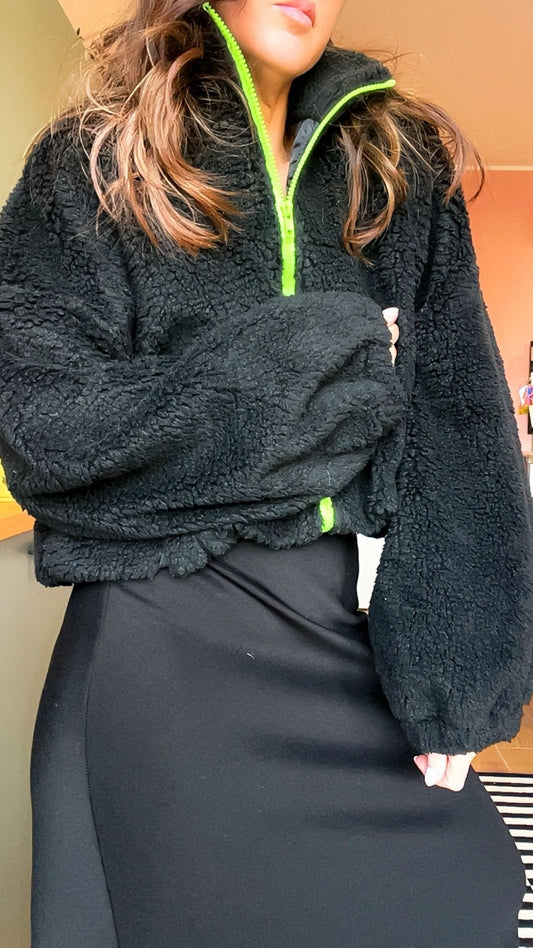 Bomber Teddy nero/giallo fluo