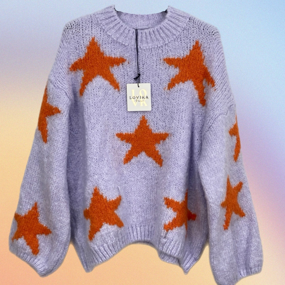 Pull RORY stelle lilla/arancio