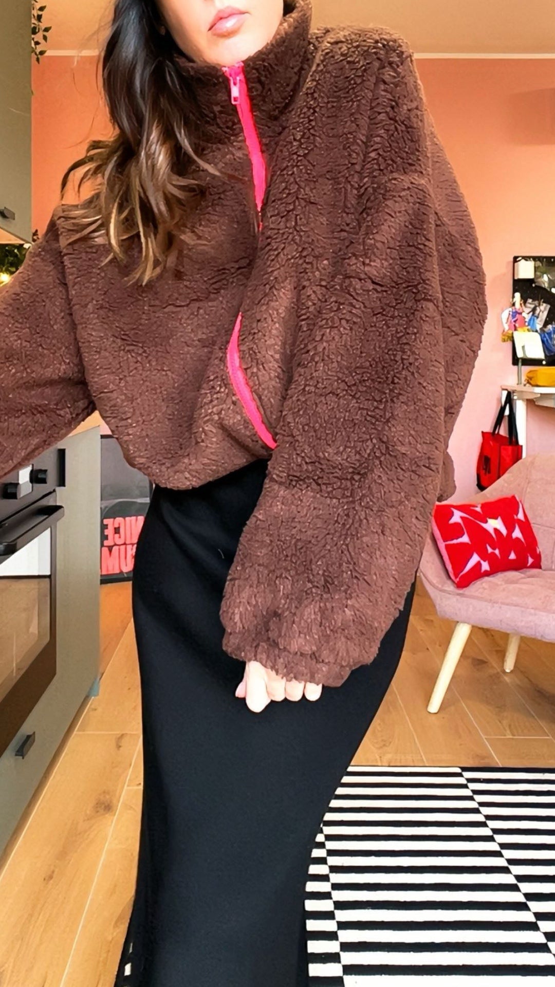 Bomber TEDDY marrone/fucsia