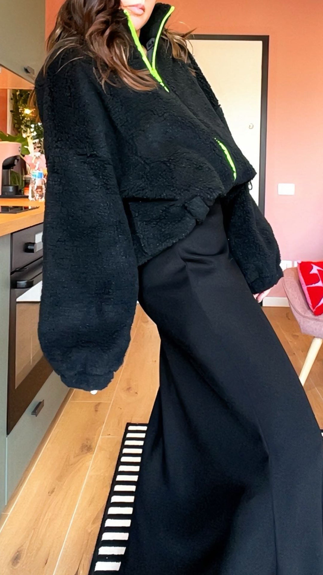 Bomber Teddy nero/giallo fluo