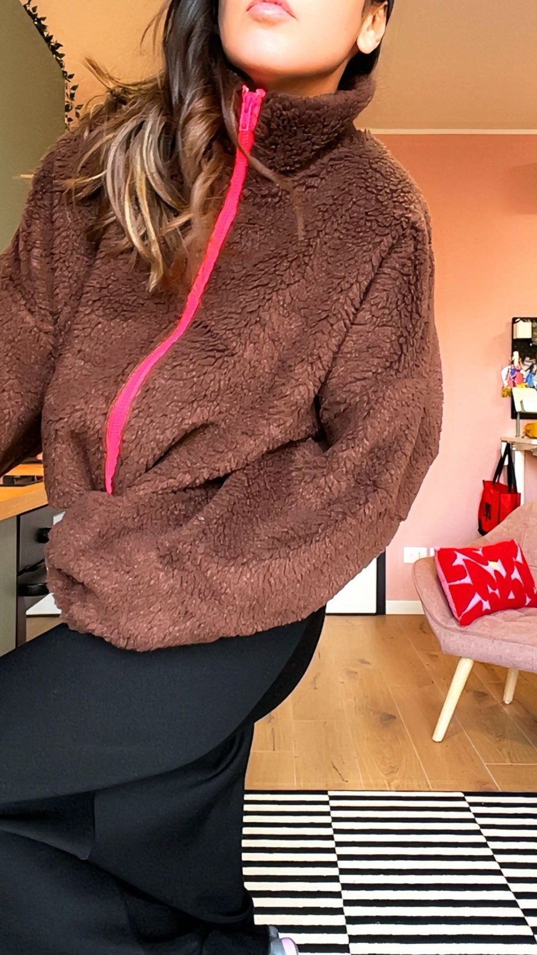 Bomber TEDDY marrone/fucsia