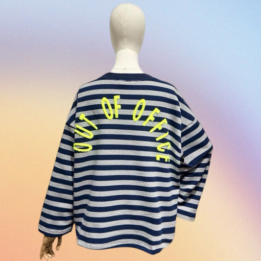 Felpa OUT of OFFICE blu/grigio