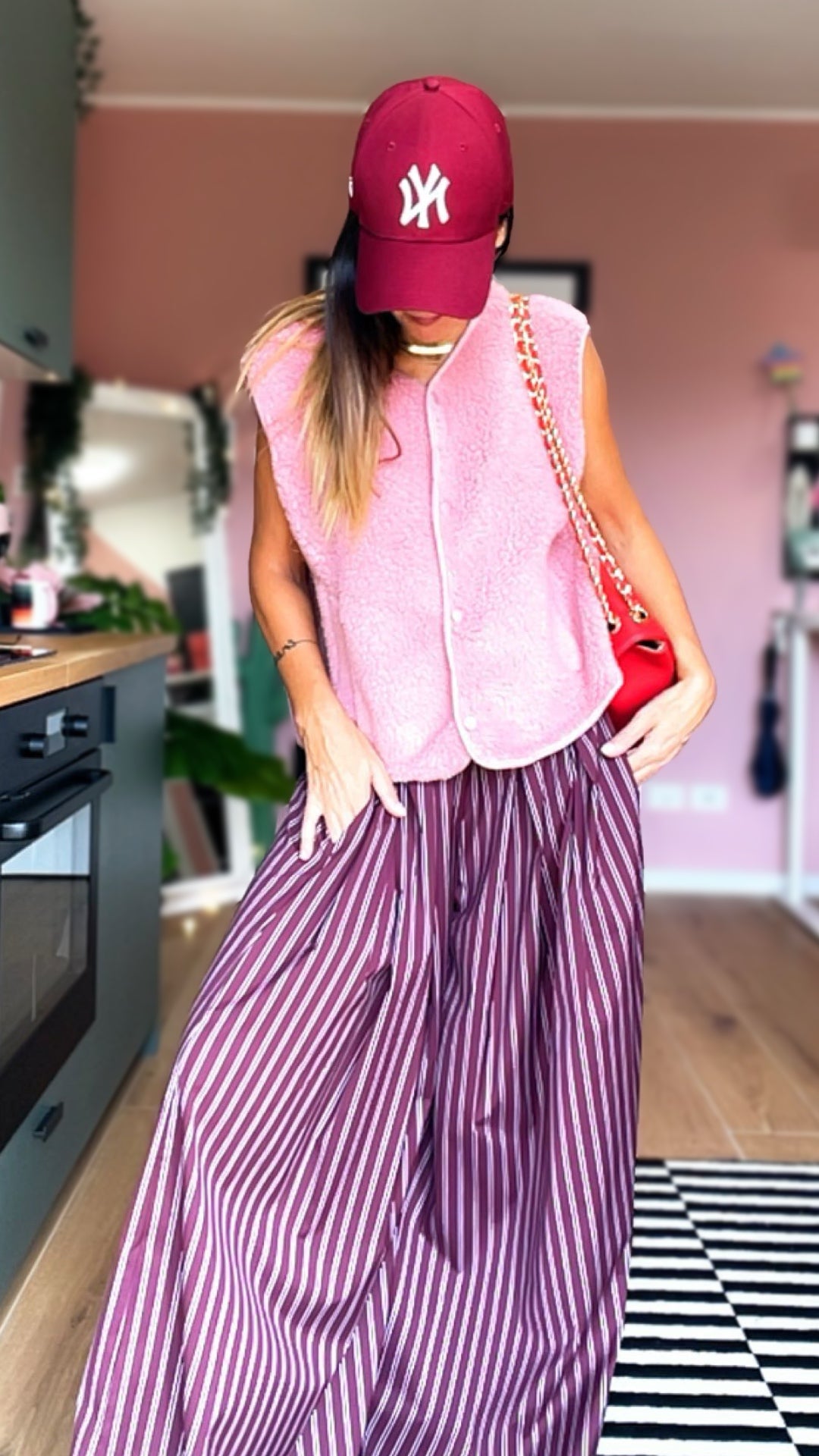 Gilet teddy “AMICA” rosa antico