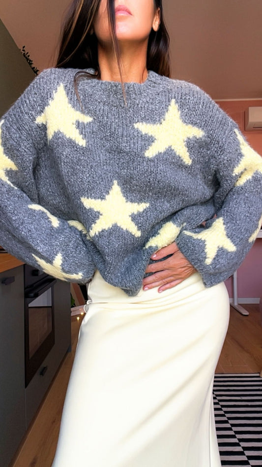 Pull RORY stelle grigio/giallo