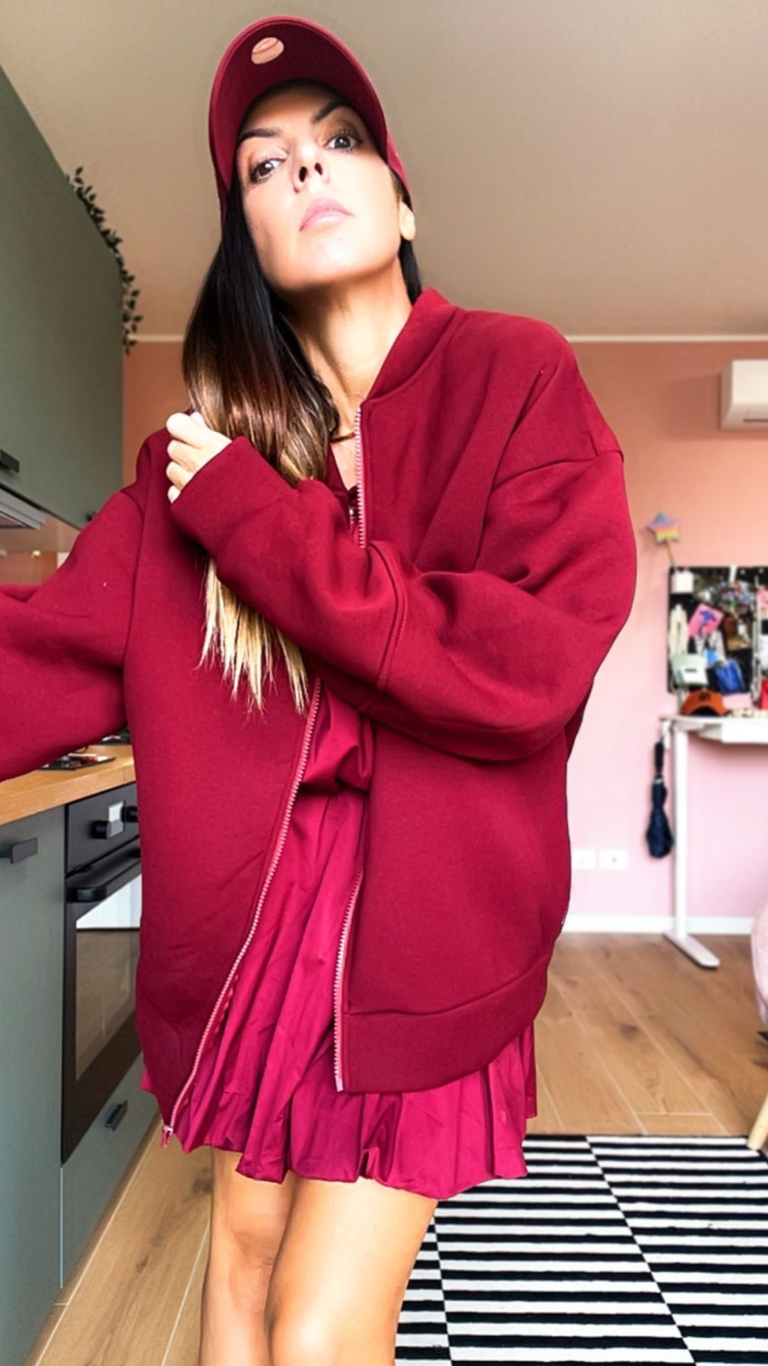 Felpa oversize “CUORE” borgogna